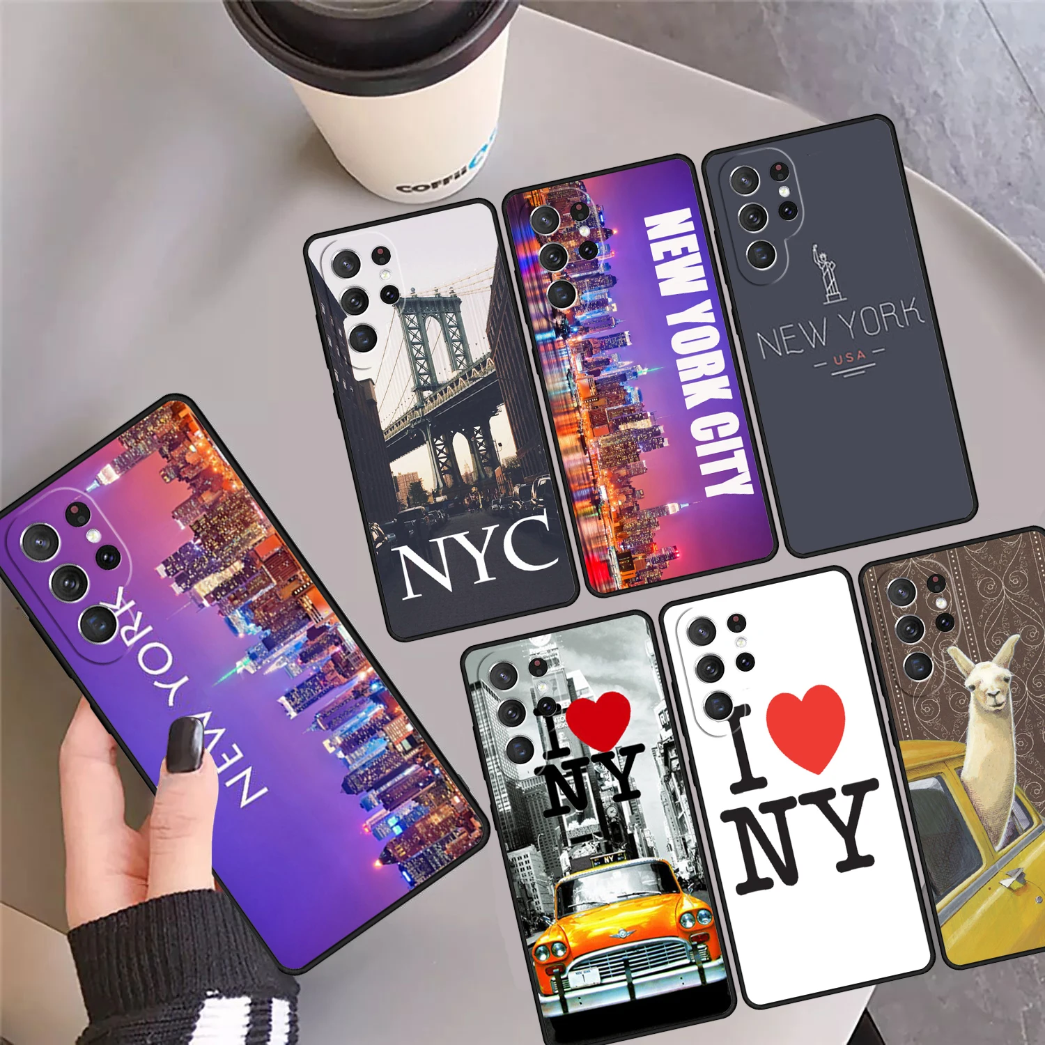 Dark Night New York City Phone Case Cover For Samsung Galaxy S24 Ultra 23 S22 Plus S21 FE S20 S8 S9 S10 Note 10 Pro Note 20