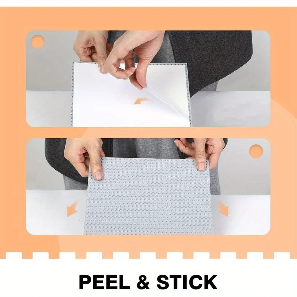 10 Inch X 10 Inch Peel-and-Stick Baseplates Self Adhesive Building Brick Plates Compatible with All Major Brands Children Brick