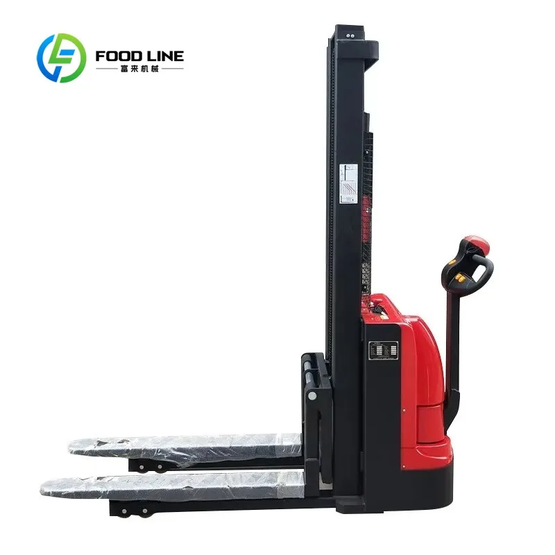 Customized compact electric walk behind stacker pallet stacking machine anti wear fork surface warehouse logistic cargo handling