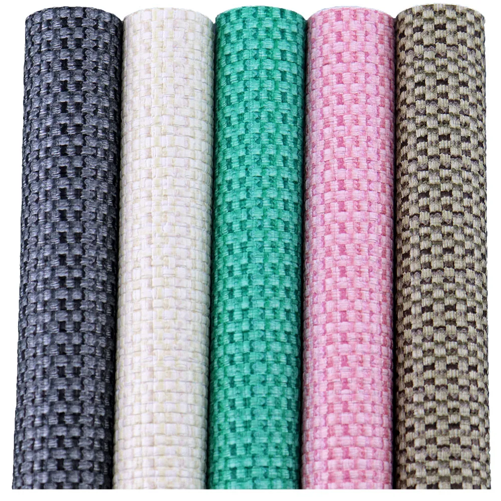 Straw Mat Woven Pattern Weave Textured Faux Leather Fabirc For Handbag Bow Craft DIY Sewing Material CN455