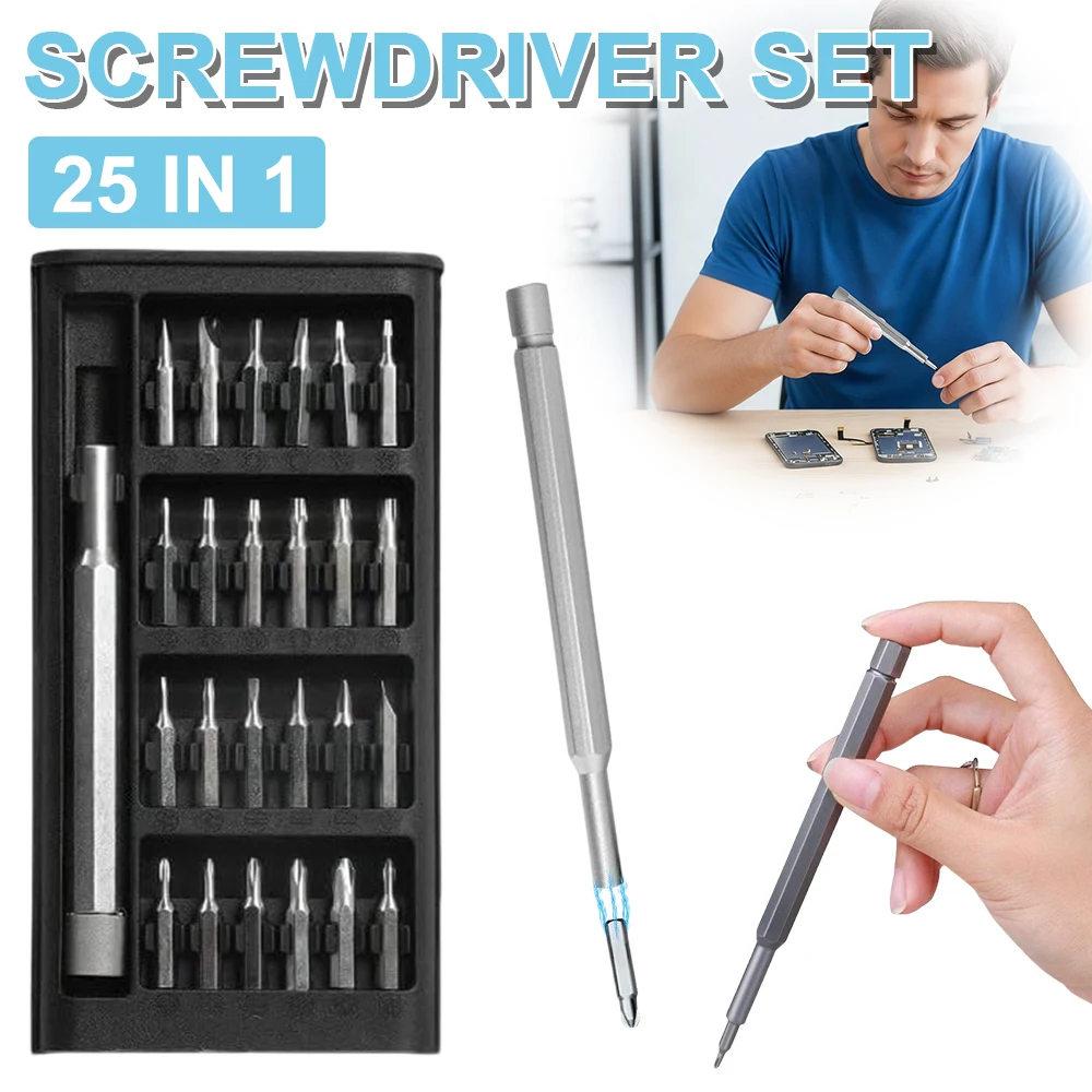 25 in 1 Precision Screwdriver Set with Aluminum Handle, S2 Steel ...
