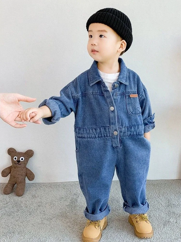 

Boys Spring Autumn Denim Jumpsuit Set Long Sleeved Jumpsuit Children's Clothing Children's Girl Jumpsuit Children's Overalls