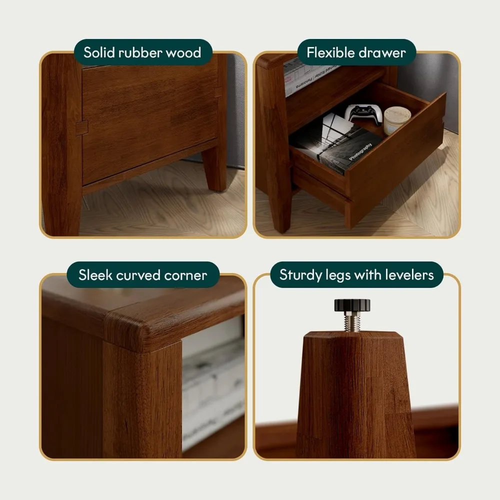 منضدة شاليبا من الخشب الصلب الحديث في منتصف القرن، طاولة جانبية بدرج واحد لغرفة النوم ومساحات المعيشة، تتطلب التجميع