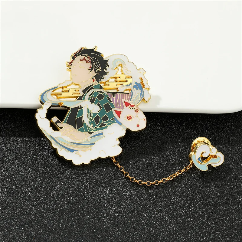 Japanese Anime Manga Demon Slayer Hard Enamel Pins Badge Cartoon Character Badge Kimetsu No Yaiba Brooch Backpack Badge view 4