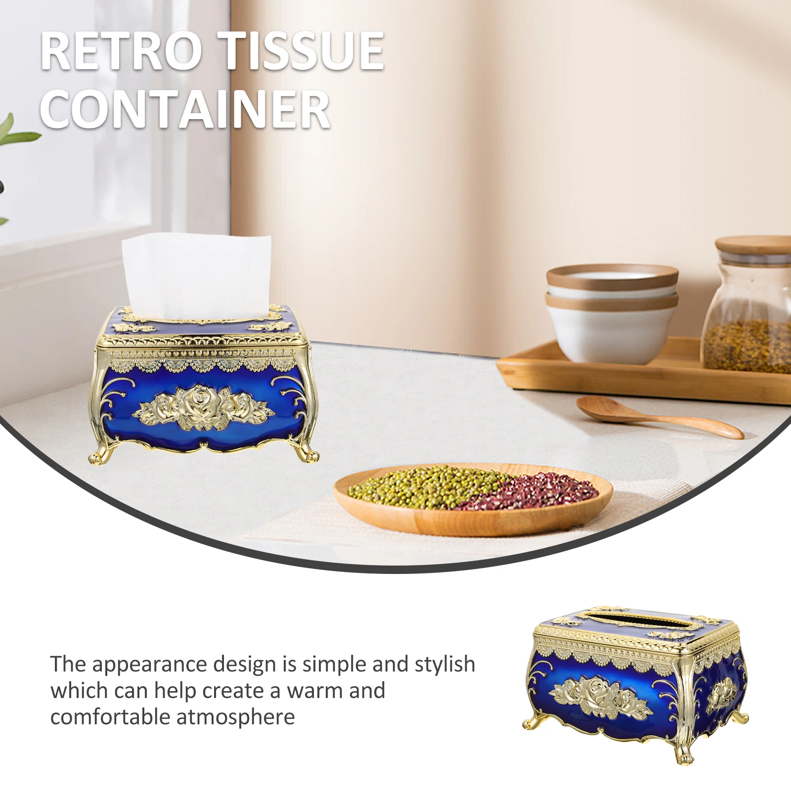 

Zinc Alloy Tissue Box Vintage Style Desktop Decor Paper Towel Dispenser Holder Case Cover Retro Container Home Storage