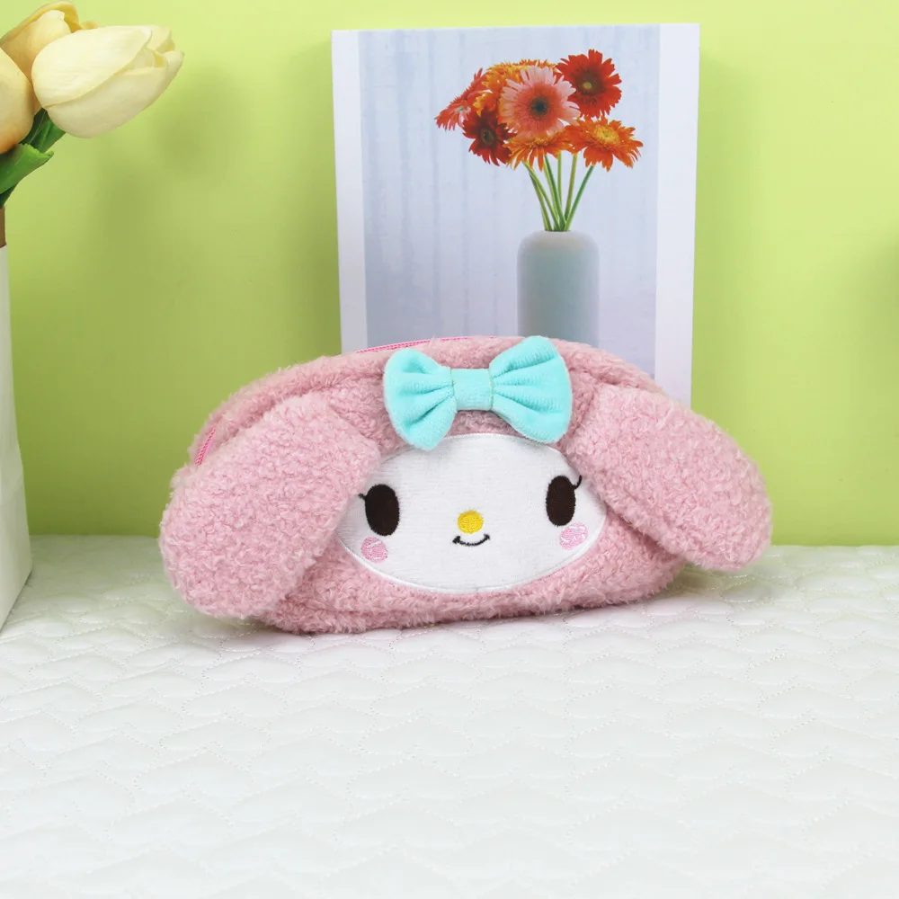 Cartone animato Sanrio My Melody Cinnamoroll Borsa in peluche Kawaii Anime Kuromi Borsa per cosmetici in peluche Astuccio per studenti Regalo di compleanno per ragazze