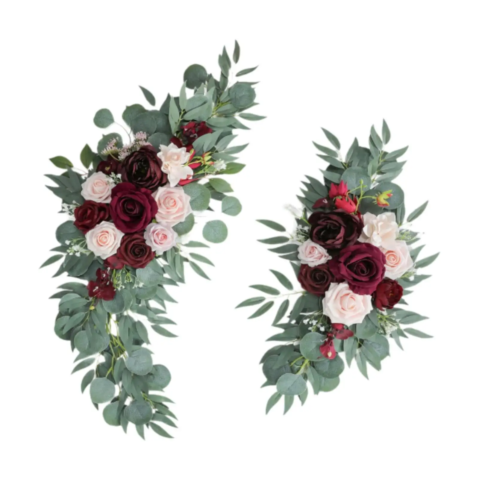 

2 Pieces Wedding Arch Flowers Backdrop Decor Centerpiece Greenery Rustic Artificial Floral Swags for Wedding Chair Reception