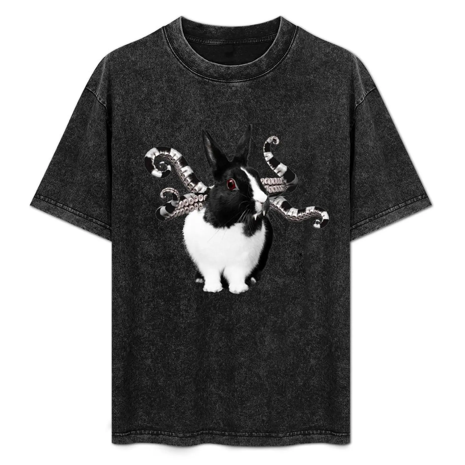 

Black & White Bunny w/ Tentacles T-Shirt Streetwear Print Tee Shirt