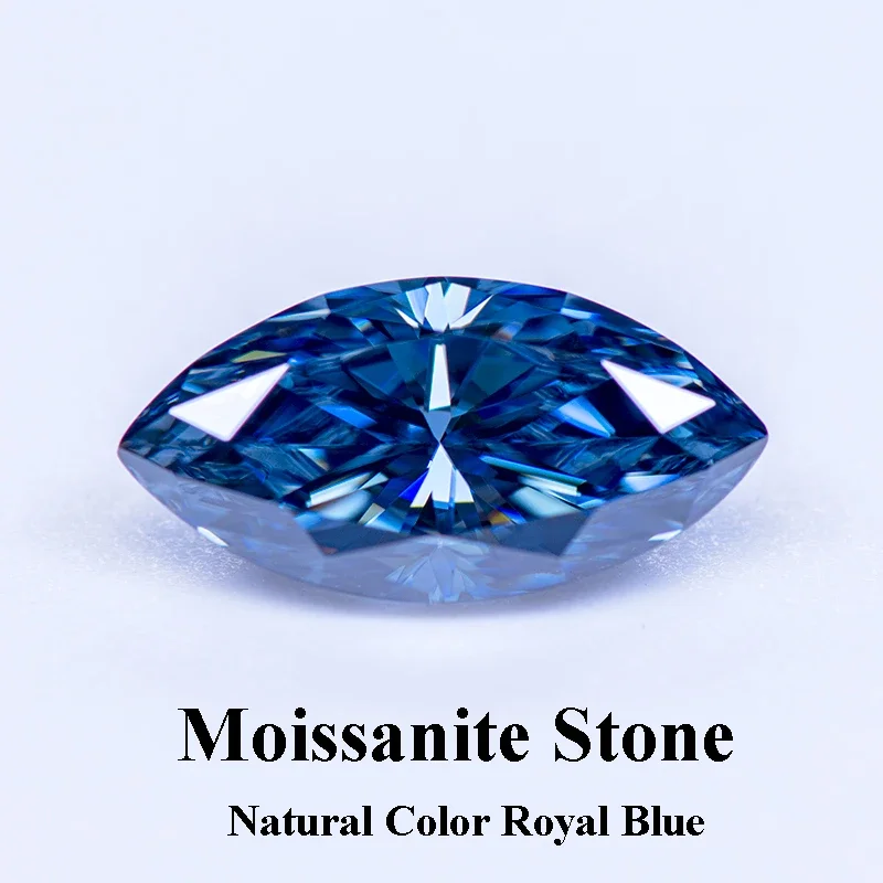 

Moissanite Stone Natural Color Royal Blue Gemstone Marquise Cut Lab Grown Diamond Woman Charms Jewelry Making GRA Certificate