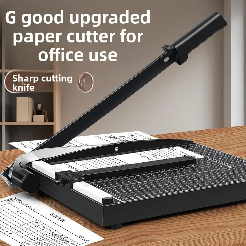 Manual Paper Cutter Trimmer with Metal Base Steel Blade and Moving Paper Guide for A4 A3 Photo Card and Fabric Cutting in