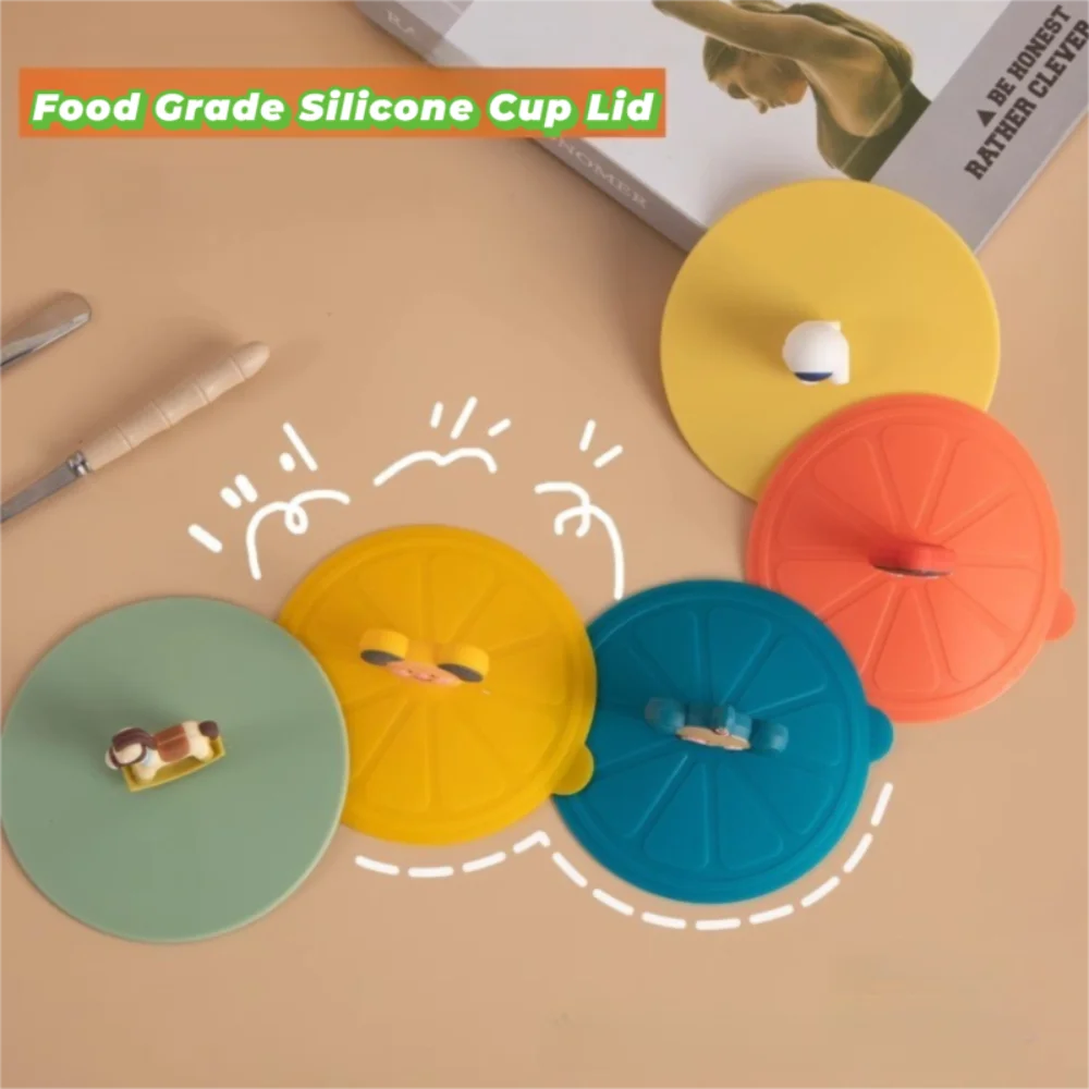Cute Cartoon Silicone Mug Cup Cover Leak Proof Heat-Resistant Dustproof Cup Cover Universal Reusable Sealed Lids Coffee