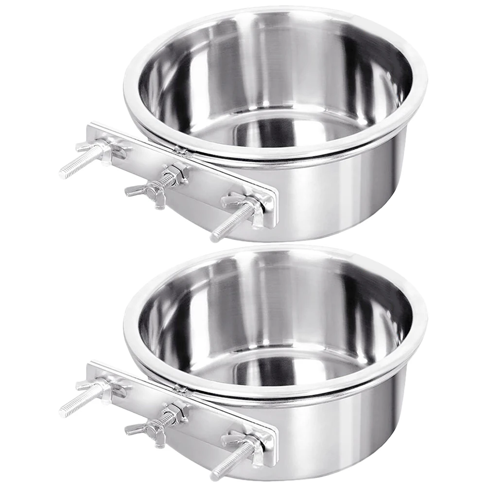 

2Pcs Stainless Steel Cat Bowl Large Capacity Wear-Resistant Food Container for Dogs Cats Hanging Puppy Kitten Water Feeder