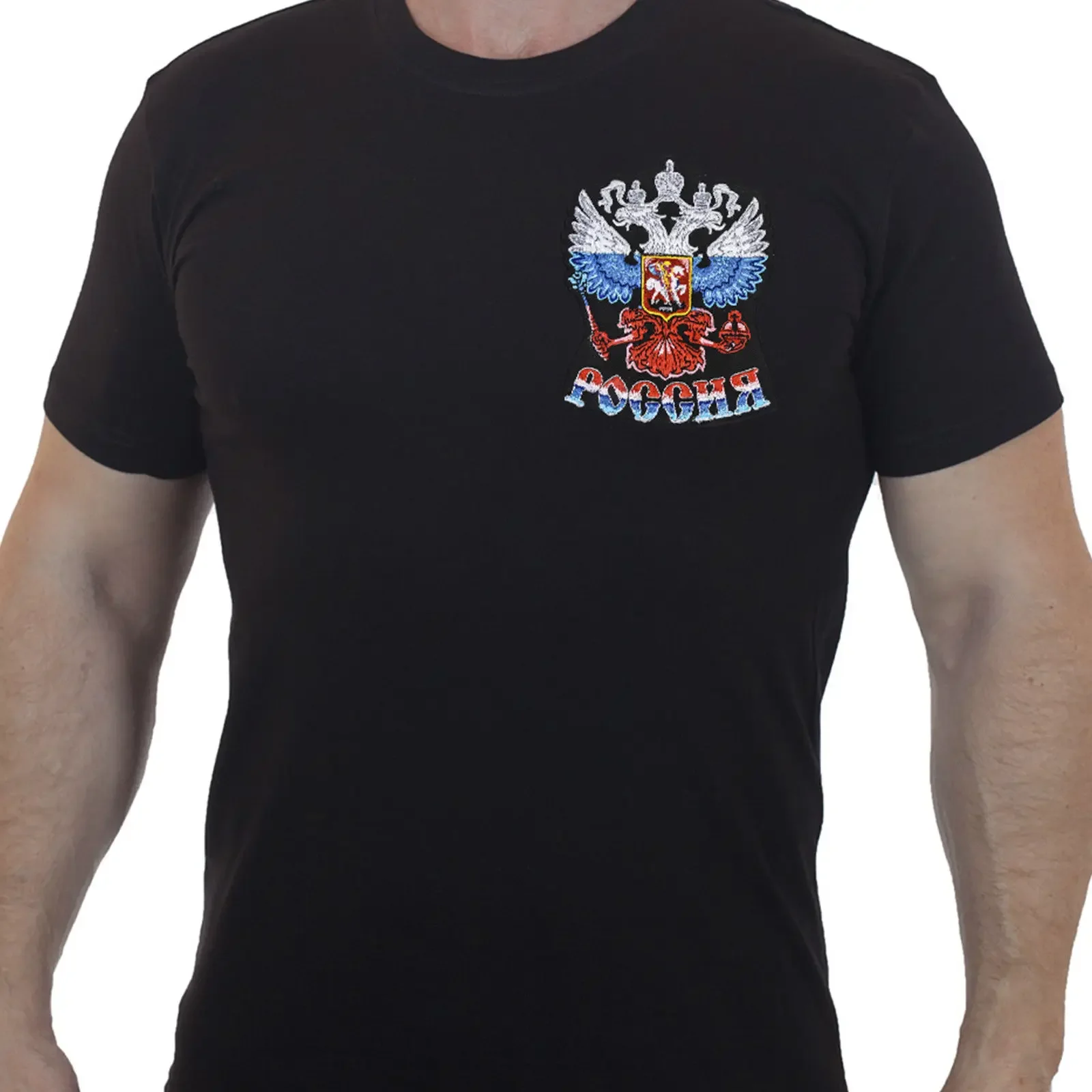 

Russian National Color Double-headed Eagle Badge T-Shirt 100% Cotton O-Neck Summer Short Sleeve Casual Mens T-shirt Size S-3XL