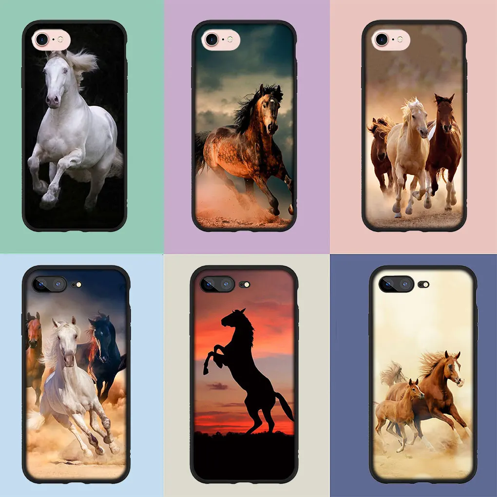 Wild Horse Phone Cover Case for iPhone 14 13 12 Mini 11 Pro XS Max X XR 6 7 8 6S Plus + SE Soft Casing