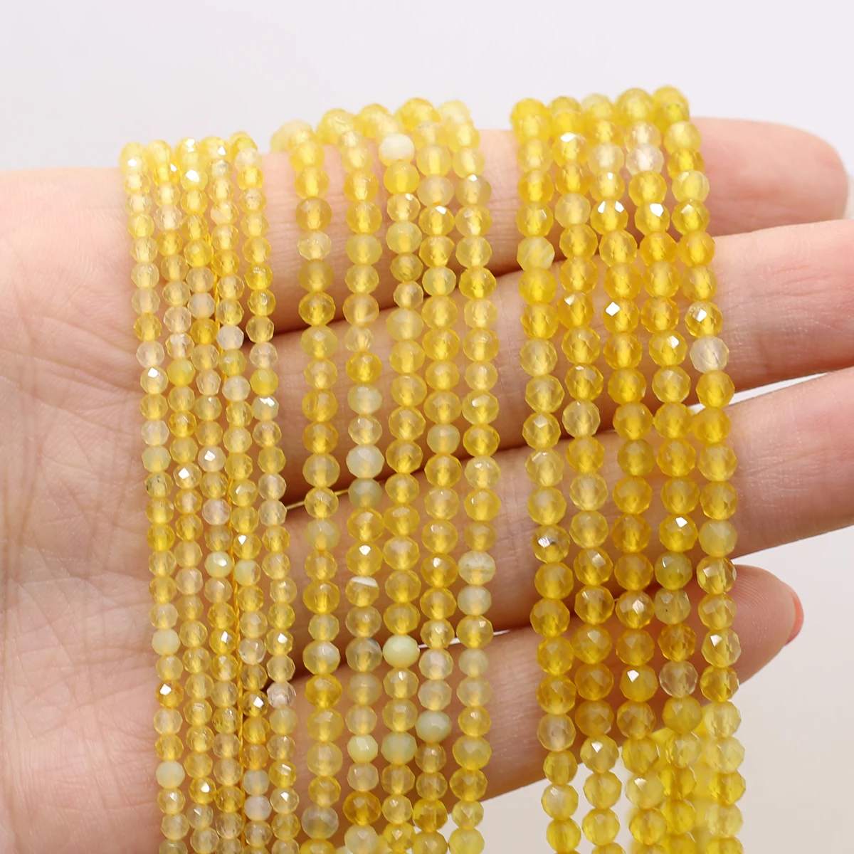 

2/3/4mm Natural Stone Crystal Beads Round Cut Yellow Agate Spacer Beads for Jewelry Making DIY Necklace Bracelet Accessory 38cm