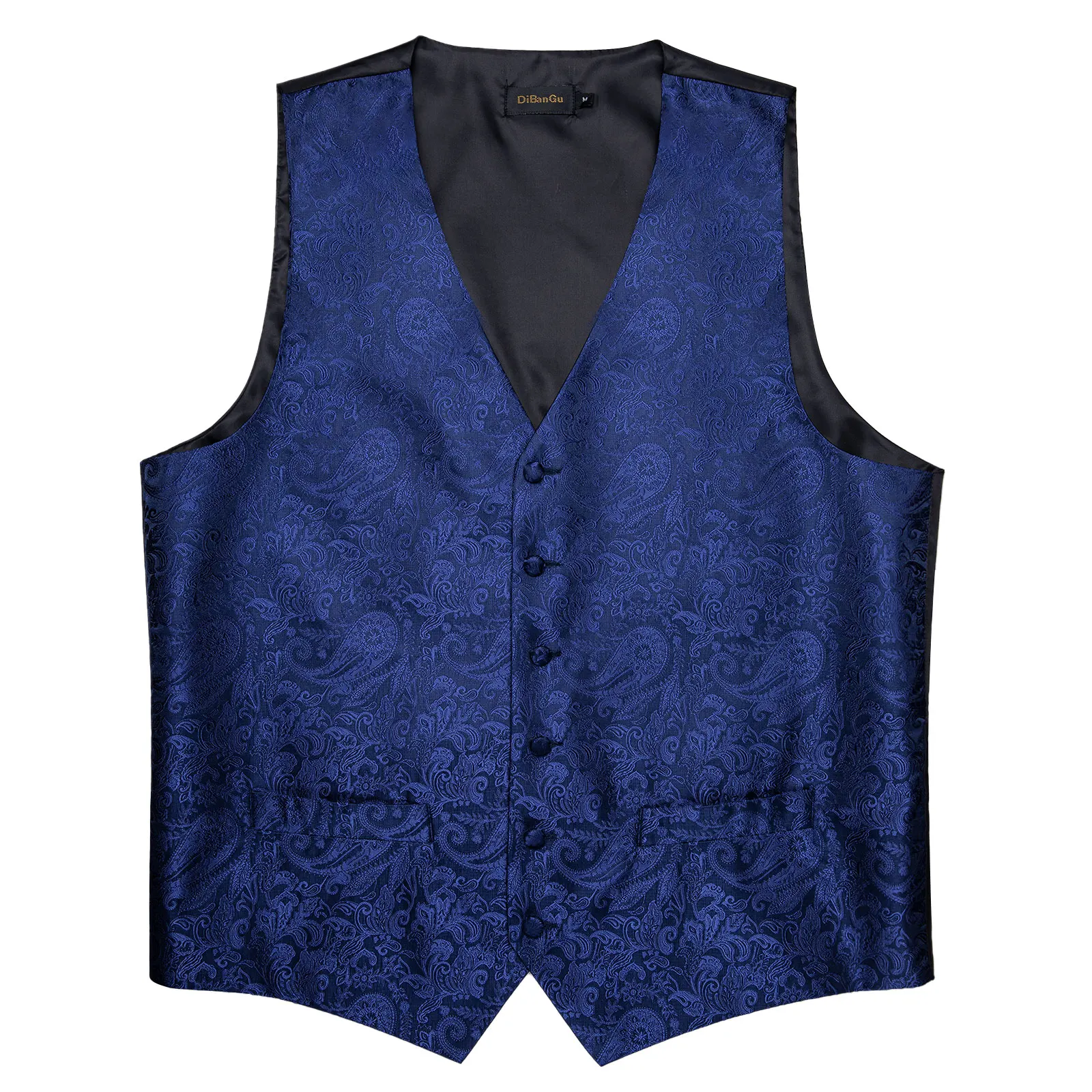 Royal Blue Paisley Silk Men\'s Suit Vest Wedding Party Tuxedo Slim Fit Waistcoat Bow Tie Set Fashion Gilet Homme Men Clothing