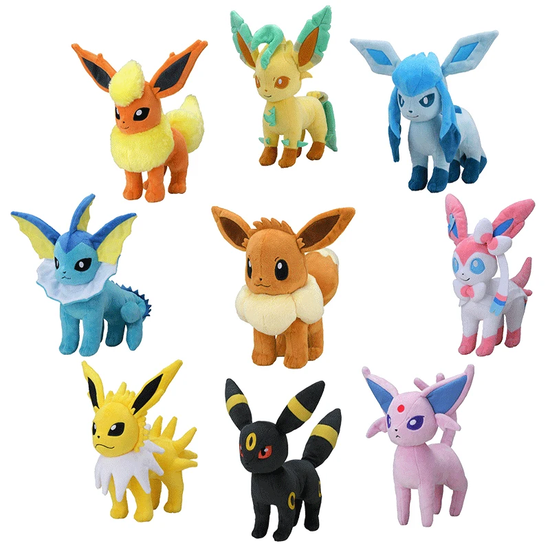 New Pokemon Eevee Evolution Plush Toy Flareon Vaporeon Jolteon Espeon Umbreon Glaceon Leafeon Sylveon Stuffed Doll Kids Gift