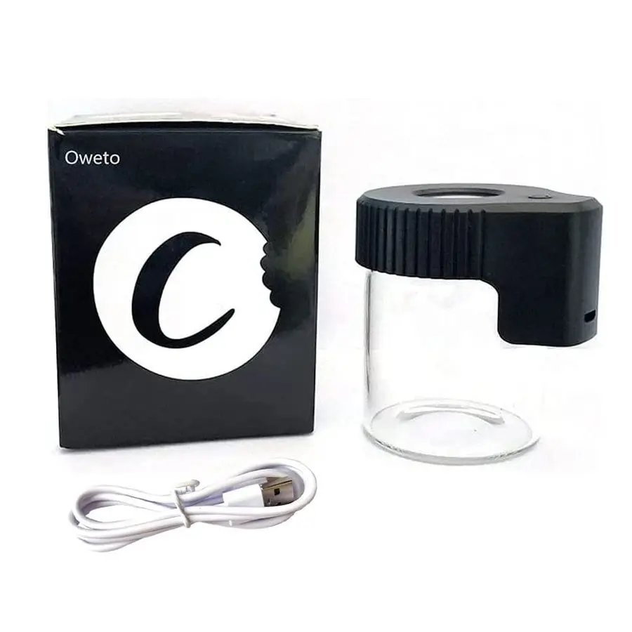 

Transparent Glass Seal Storage Jar, LightUp Magnifying Ornamental Glass Bottle Black