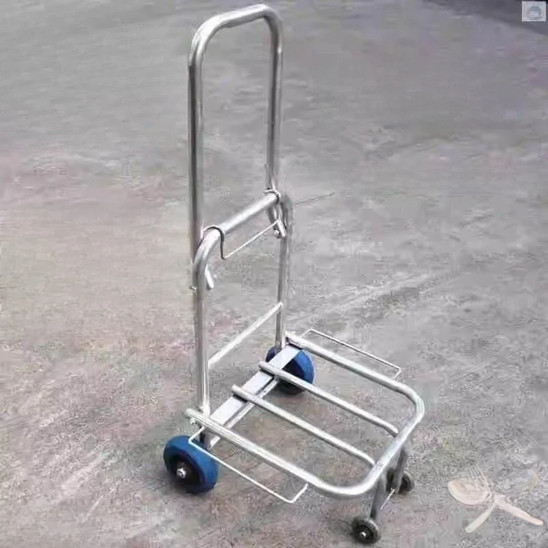 ポータブル屋外用ステンレス製プルロッドハンドトラック便利な家庭用ショッピングカート小型トレーラー荷物運搬車ショッピングカート