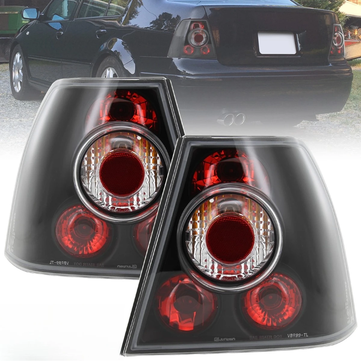 

Black Tail Lights Fits 1999-2005 Volkswagen Jetta Bora MK4 Brake Lamp Left+Right