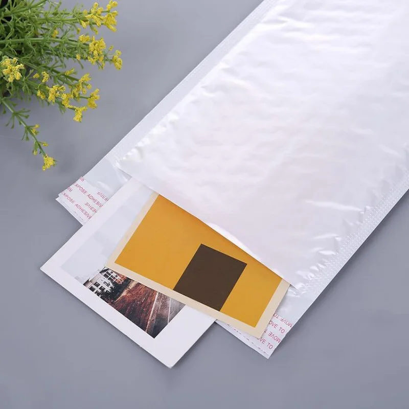 100pcs White Bubble Bags With Bubble Cushioning And Anti-Collision Self-Adhesive Sealing Strips For Express Packaging