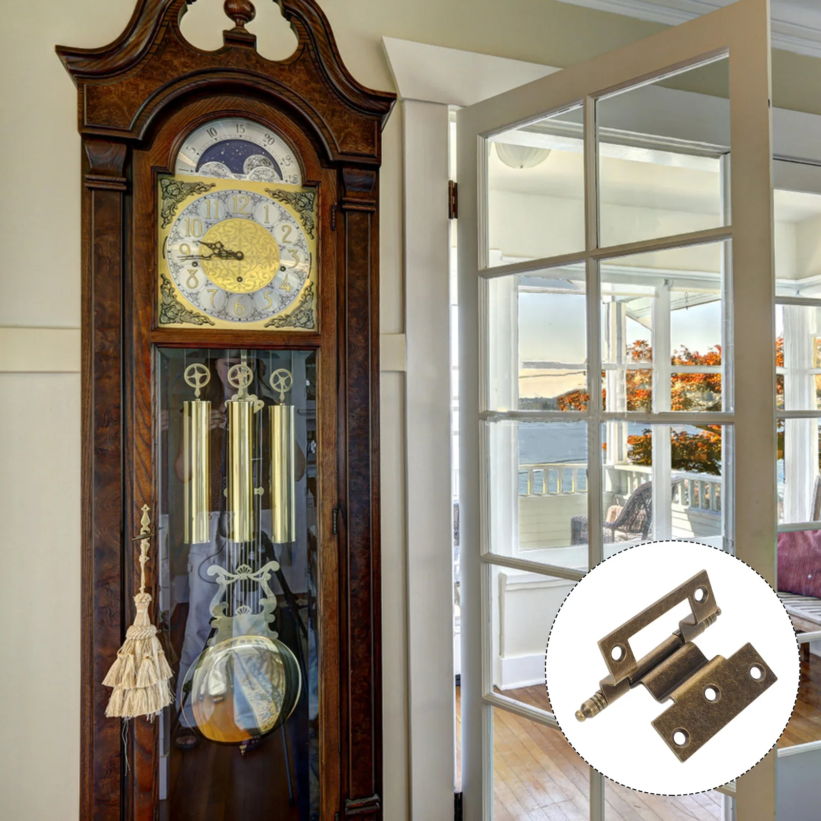 

Grandfather Clock Door Hinges Vintage Bronze Metal Restoration Parts Smooth Mechanical Precision Easy DIY Installation