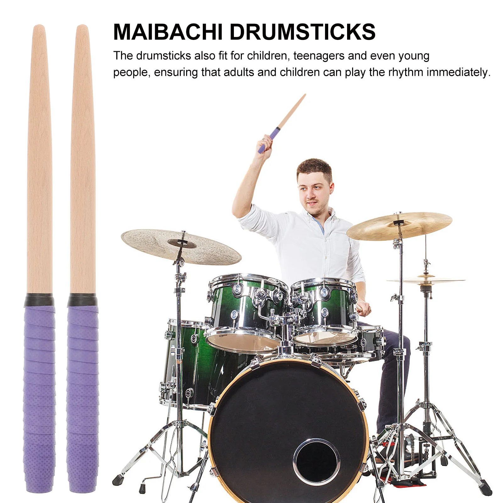 1Pair Maibachi Of Taiko Drum DrumsticksWicking Sweat And Non-Slip Wooden Drum Sticks For Beginners Percussion Drumsticks