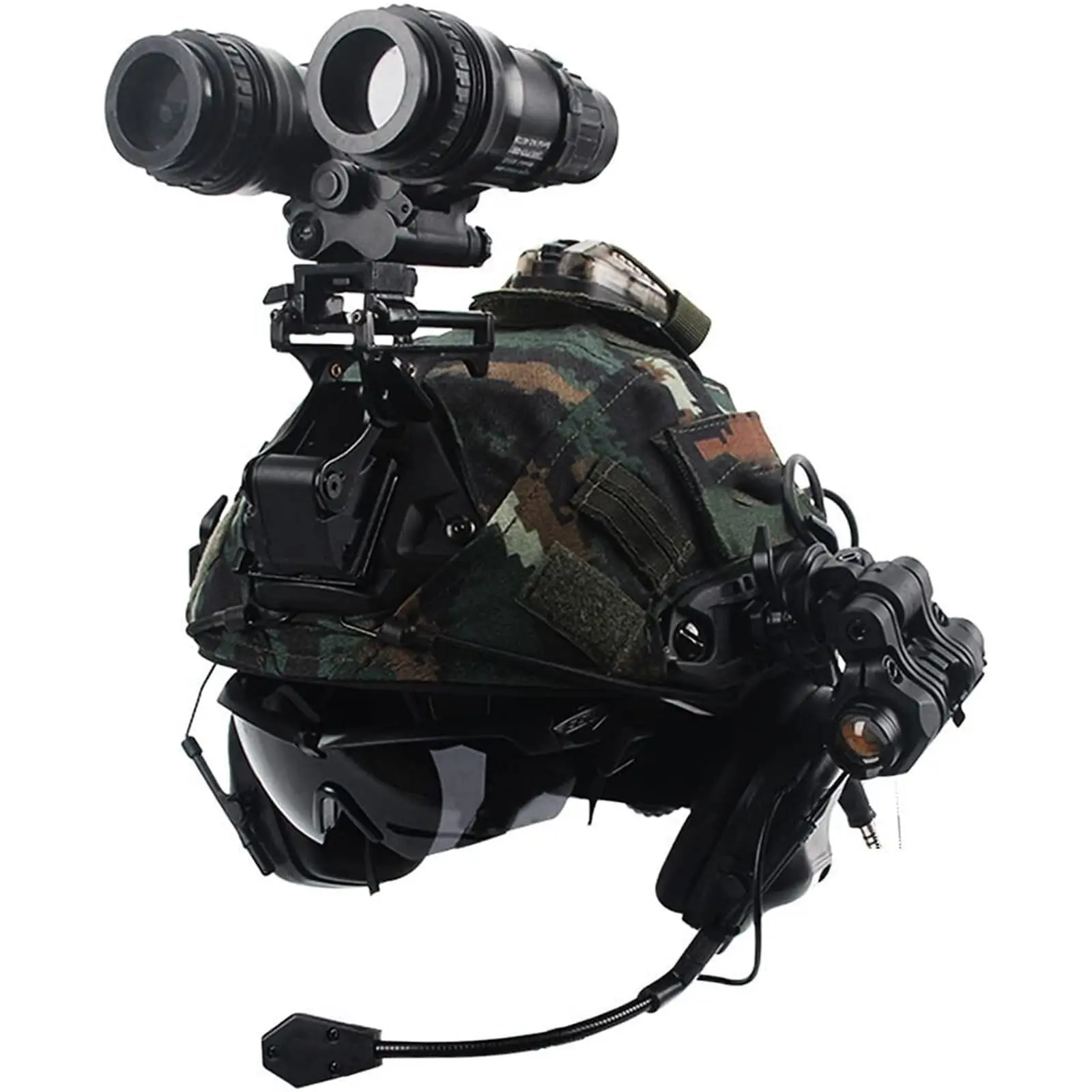 FAST Tactical Airsoft Helmet Sets Outdoor CS Play Paintball with Tactical Headset Goggles Telescopic Model with Advanced EPP Pad