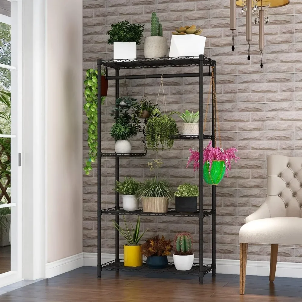 

5-Tier Plant Stand,Large Multiple Flower Pot Holder Rack Tall Plant Stand ,Adjustable Stand Suitable for Balcony Garden,Black