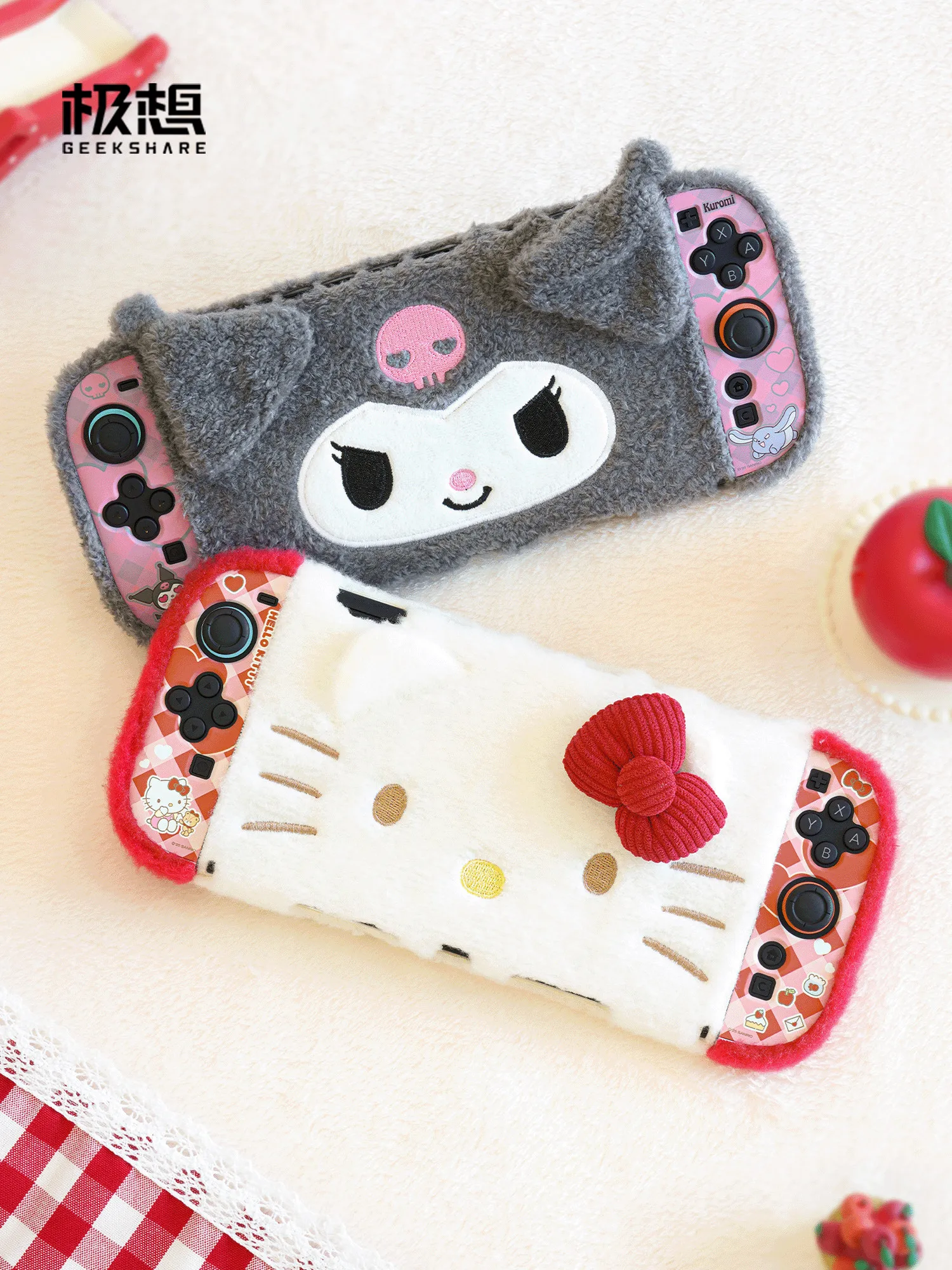 

Geekshare Witch 2 Plush Protective Case Split Type Hello Kitty Kuromi Co Branded Cute Kawaii Gaming Console Accessory For Girls