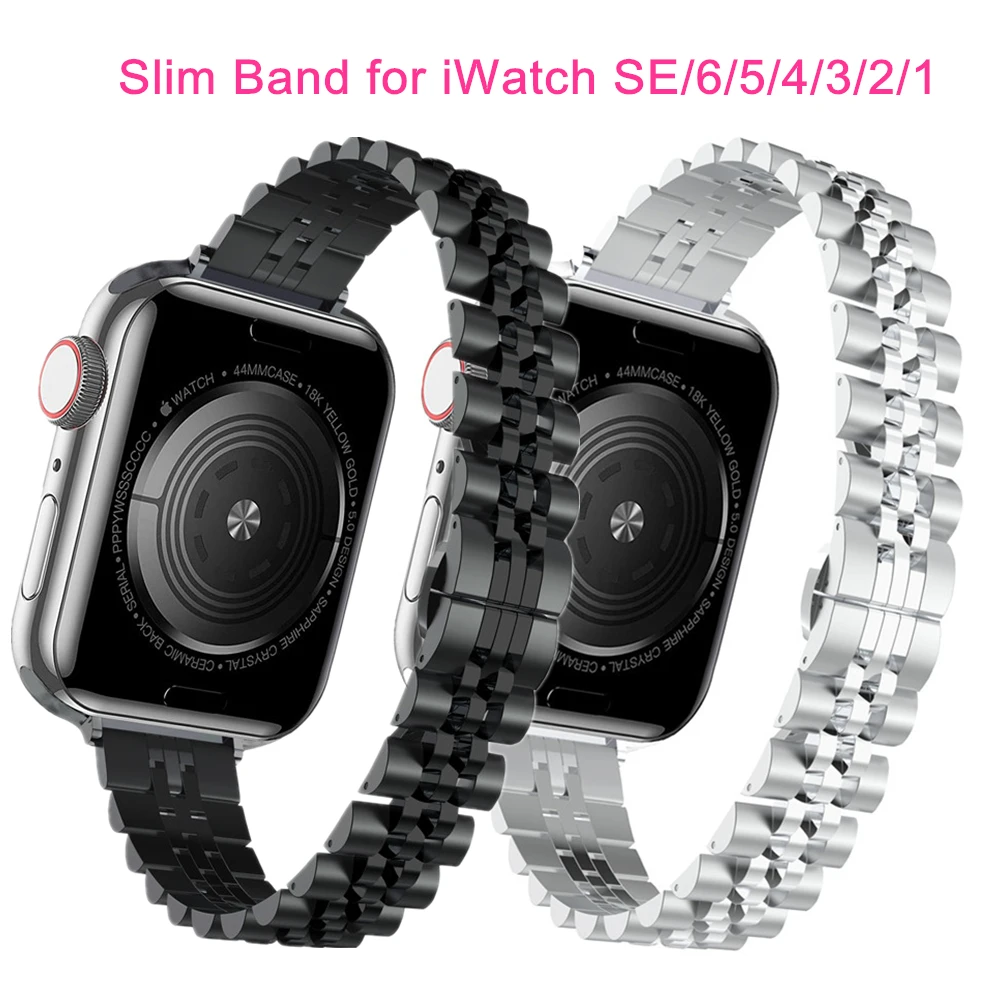 

Women Strap For Apple Watch Band 40mm 44mm 38mm 42mm Metal Slim Stainless Steel Wristband For iWatch SE/6/5/4/3/2/1 Bracelet