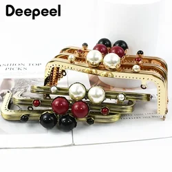 1/2/5 Uds Deepeel 20cm Metal suave perla cabeza monedero marco tejido bolso manija beso cierre DIY accesorios de soporte hechos a mano