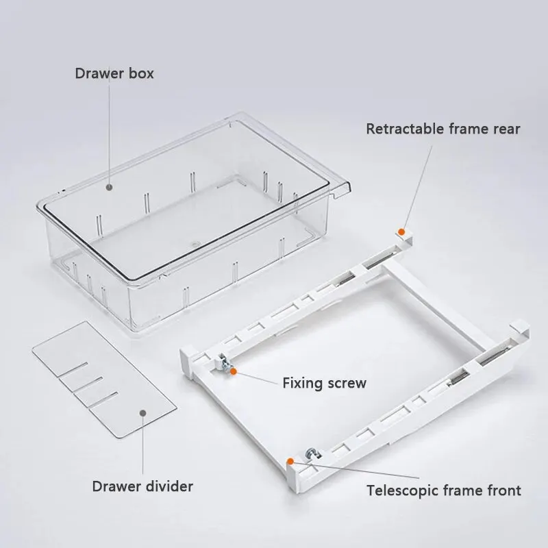 Transparent Fridge Organizer Divide Fridge Container Fruit Egg Refrigerator Storage Box Under-shelf Refrigerator Drawer Box