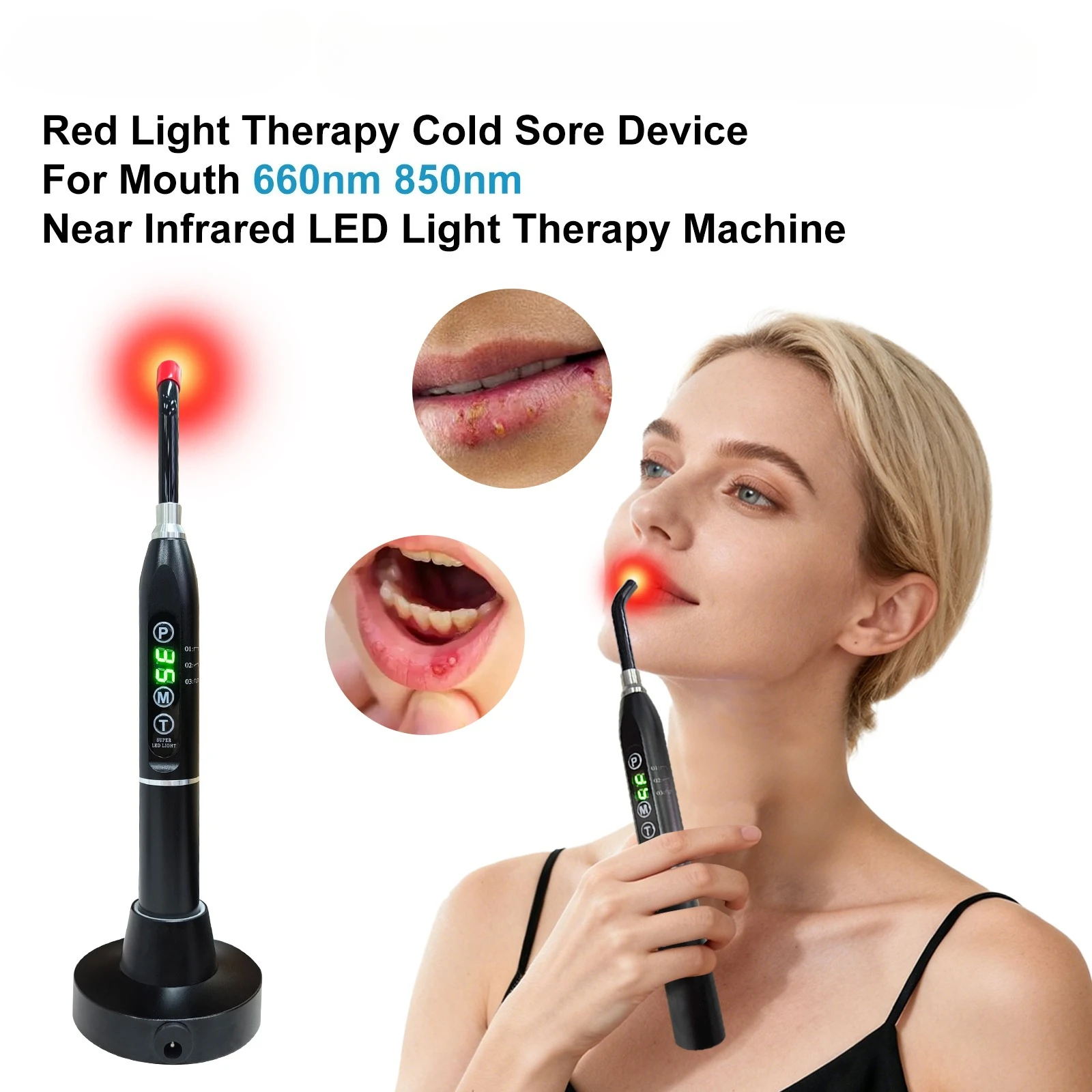 

Frovab Cold Sore Canker Sore Treatment 2-in-1 Red Infrared Light Device for Joint Nerve Pain Relief Knee Hand Muscle Recovery