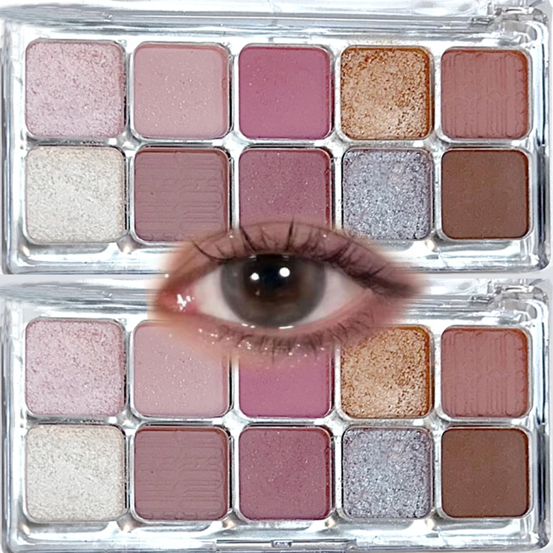 10 Farben Lidschatten Palette Glyzinien Farbe niedrige Sättigung wasserdicht Glitter rosa Lidschatten lang anhaltende Augen Make-up Kosmetik