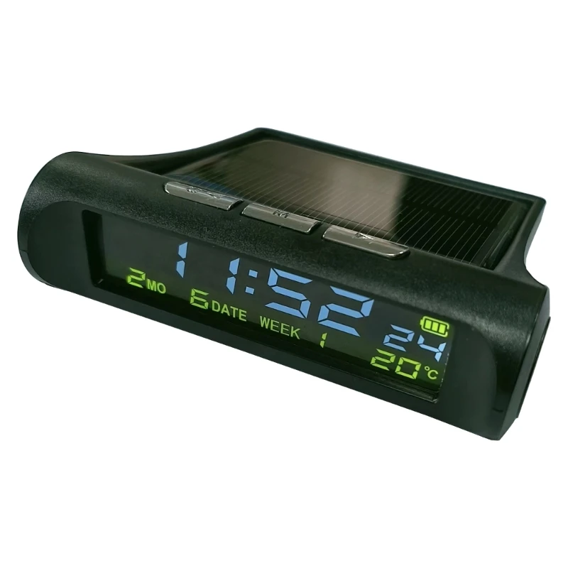 

Solar Car Clocks Automotive Electronic Led Digital Clock Thermometer Alarm Clock Dropship