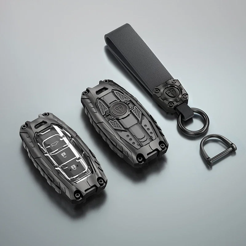 Zinc Alloy Car Key Fob Case Cover Keychain Ring For Hyundai Elantra i30 Venue Palisade Accent Santa Fe Veloster Kona 6