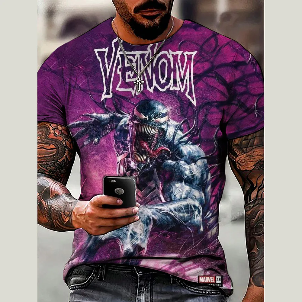 

Marvel venom print T Shirts For Mens Short Sleeve Tops Vintage Streetwear O-Neck Pullover Sailor Clothing Retro Tees 5XL Male