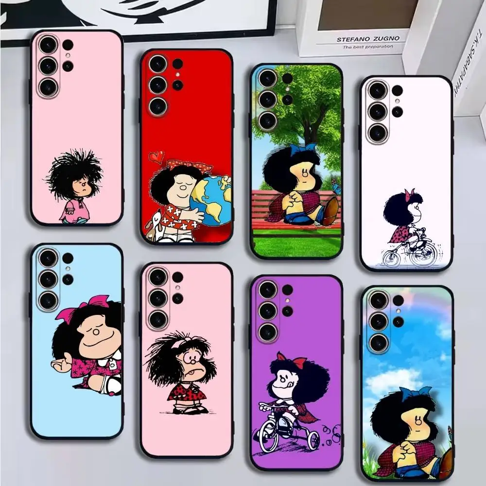 

Mafalda Cartoon Phone Case For SamsungS25,24,21,22,23,30,Ultra,20,Plus,Fe,Lite,Note,10,9,Soft Black Cover
