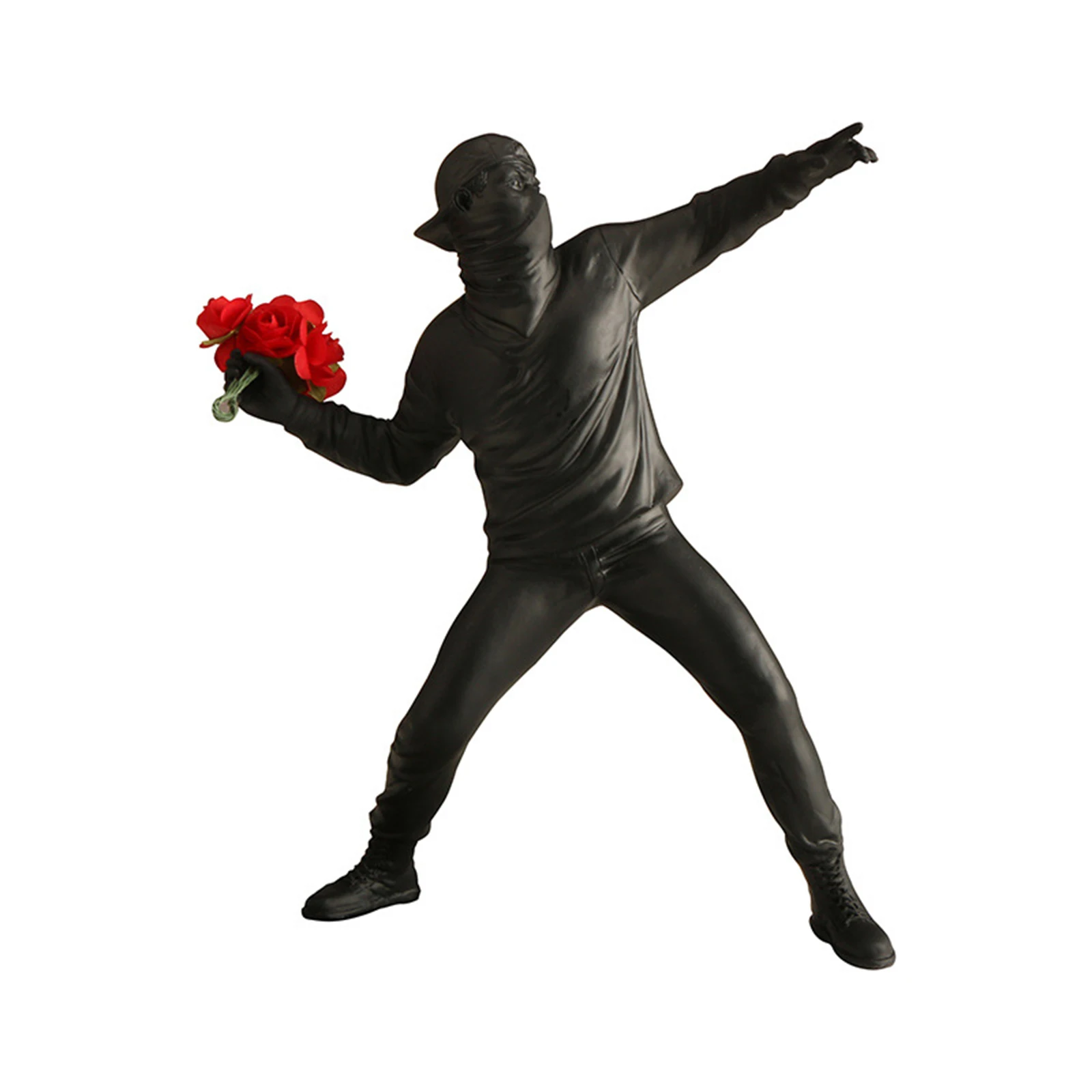 

Nordic Banksy Throw Flower Boy Sculpture Resin Character Crafts Home Decor Accessories Modern Ornaments Figurine Collectible