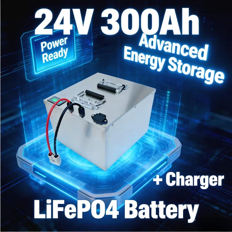 24V 300Ah Waterproof LiFePO4 Battery (Bluetooth BMS + 20A Charger)2400W Inverters: Stable high-power supply for off-grid applian