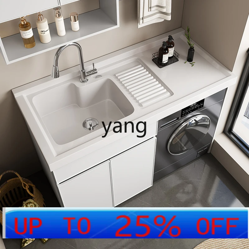 

LH space aluminum balcony washing machine cabinet combination with rubbing board integrated laundry cabinet significant other