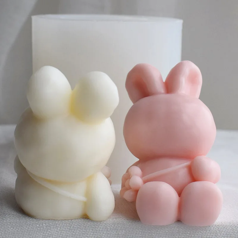 Rabbit 3D Ice Cube Silicone Mold Aromatherapy Candle Flower Diffuse Plaster Crystal Glue Handmade Soap Animal