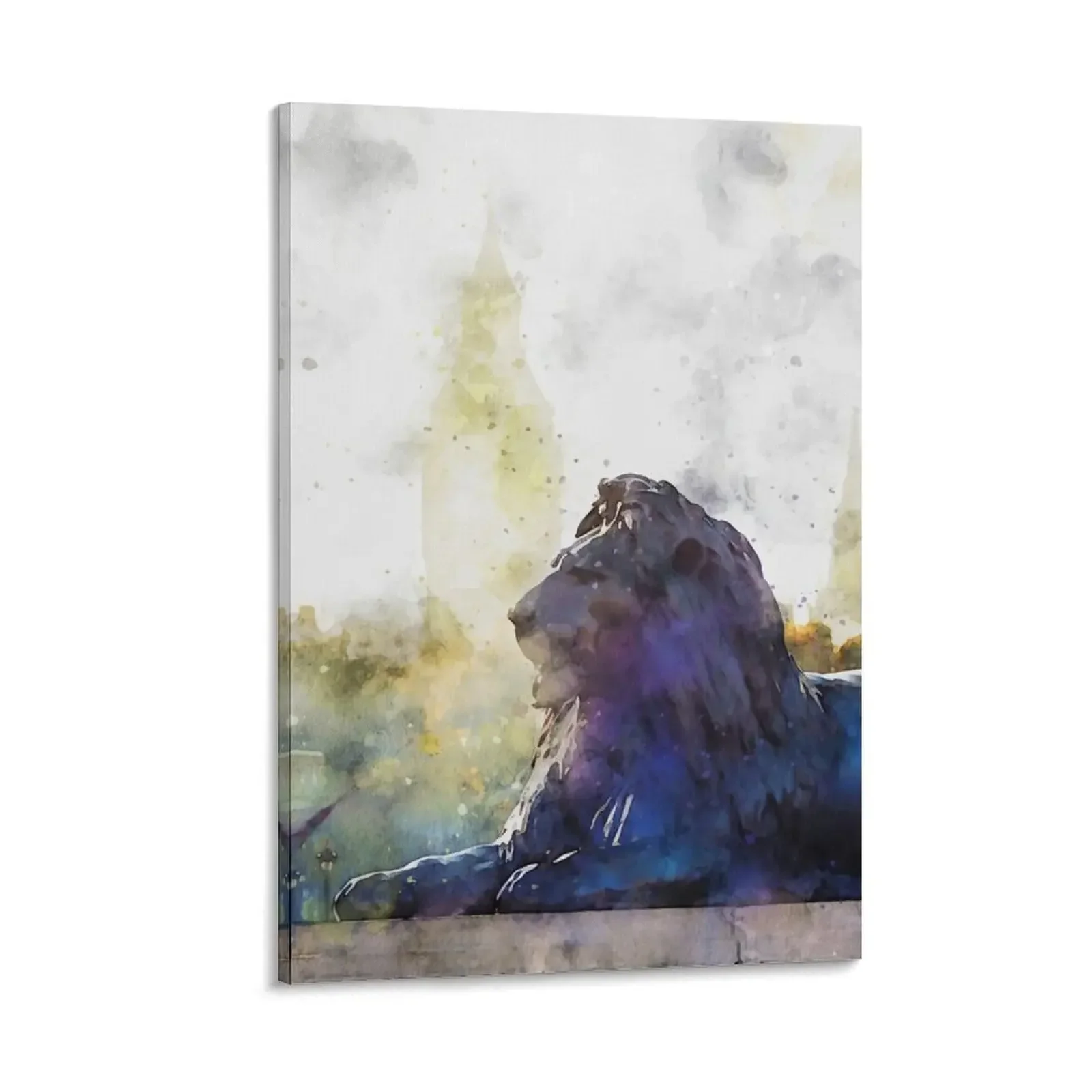 

Travalgar Square Lion Monument by Sir Edwin Landseer with the Big Ben in the background Canvas Painting Wall posters