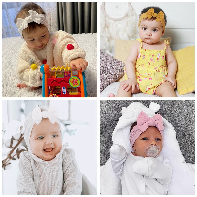 48 renkler bebek ilmek Hairband borda kafa bandı çocuklar kızlar butik elastik türban şapkalar bebek saç aksesuarları korumak