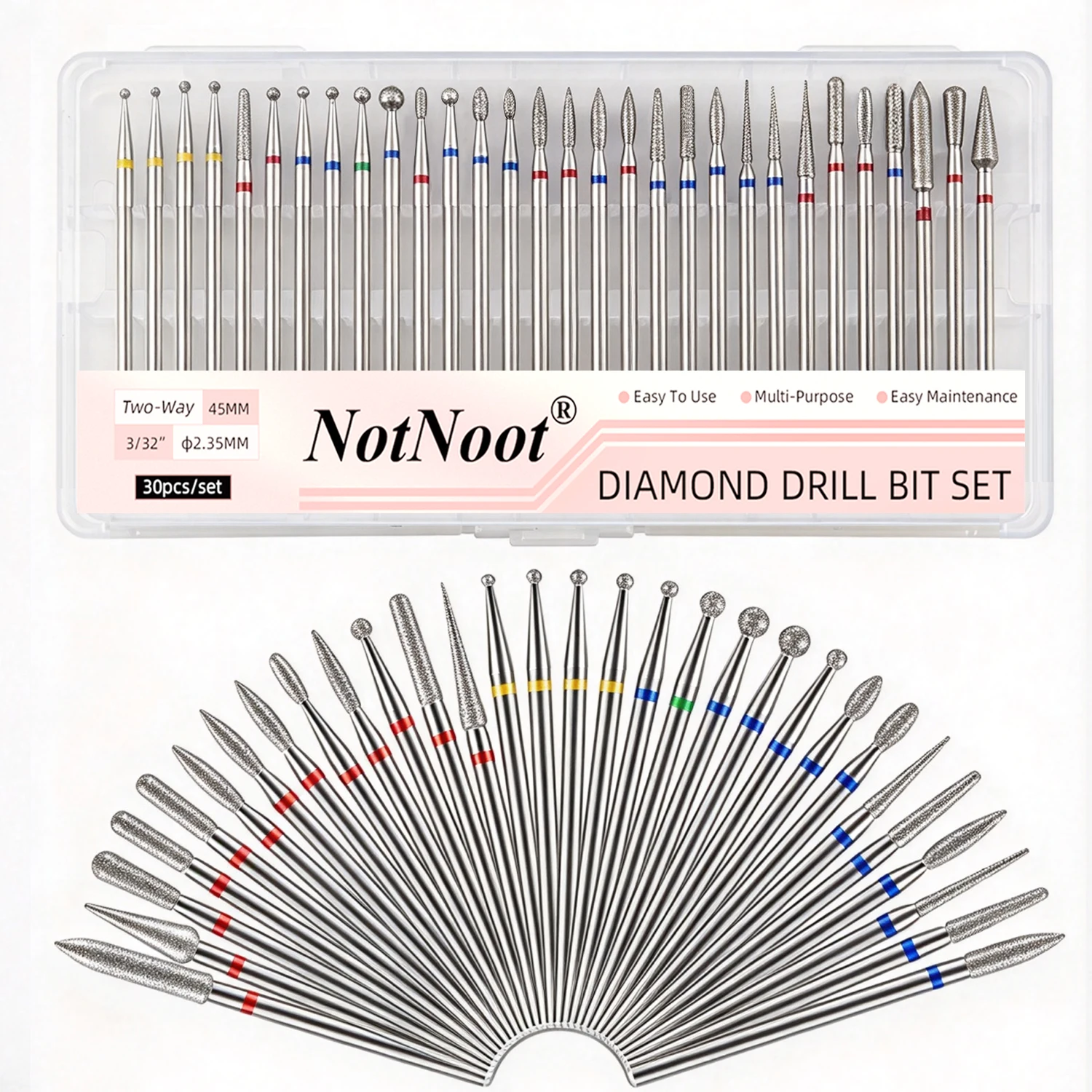 30-teiliges Set professioneller Diamant-Nagelbohrer, 3/32 Zoll Hartmetall-Nagelhautfräser für elektrische Maniküre und Pediküre, 30 Stück