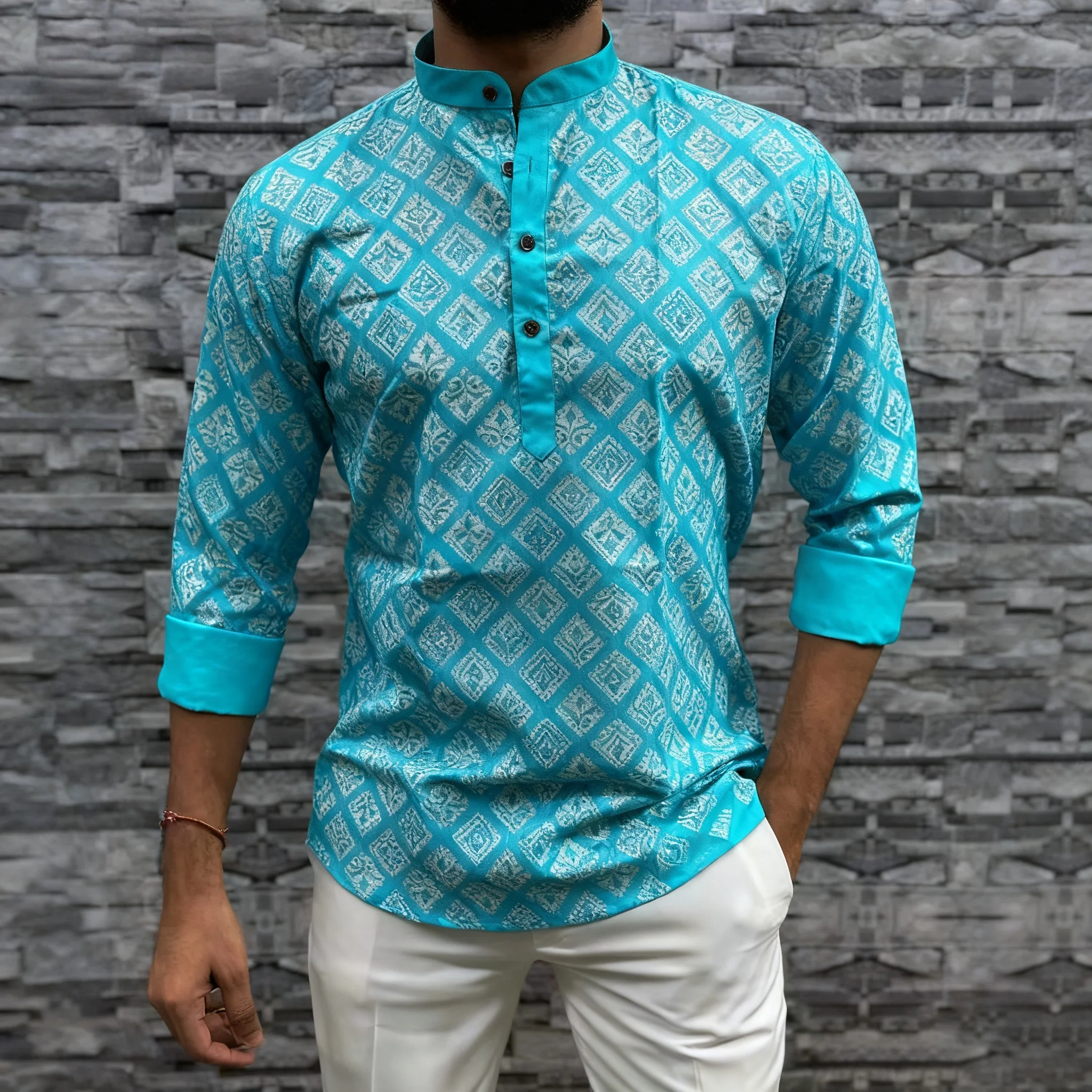 2026 قمصان الرجال المسلمين الصلاة الملابس الفاخرة النمط الأفريقي البرنز فستان مُزين بطباعة الرجال ازياء العربية Ropa Musulmana Hombre