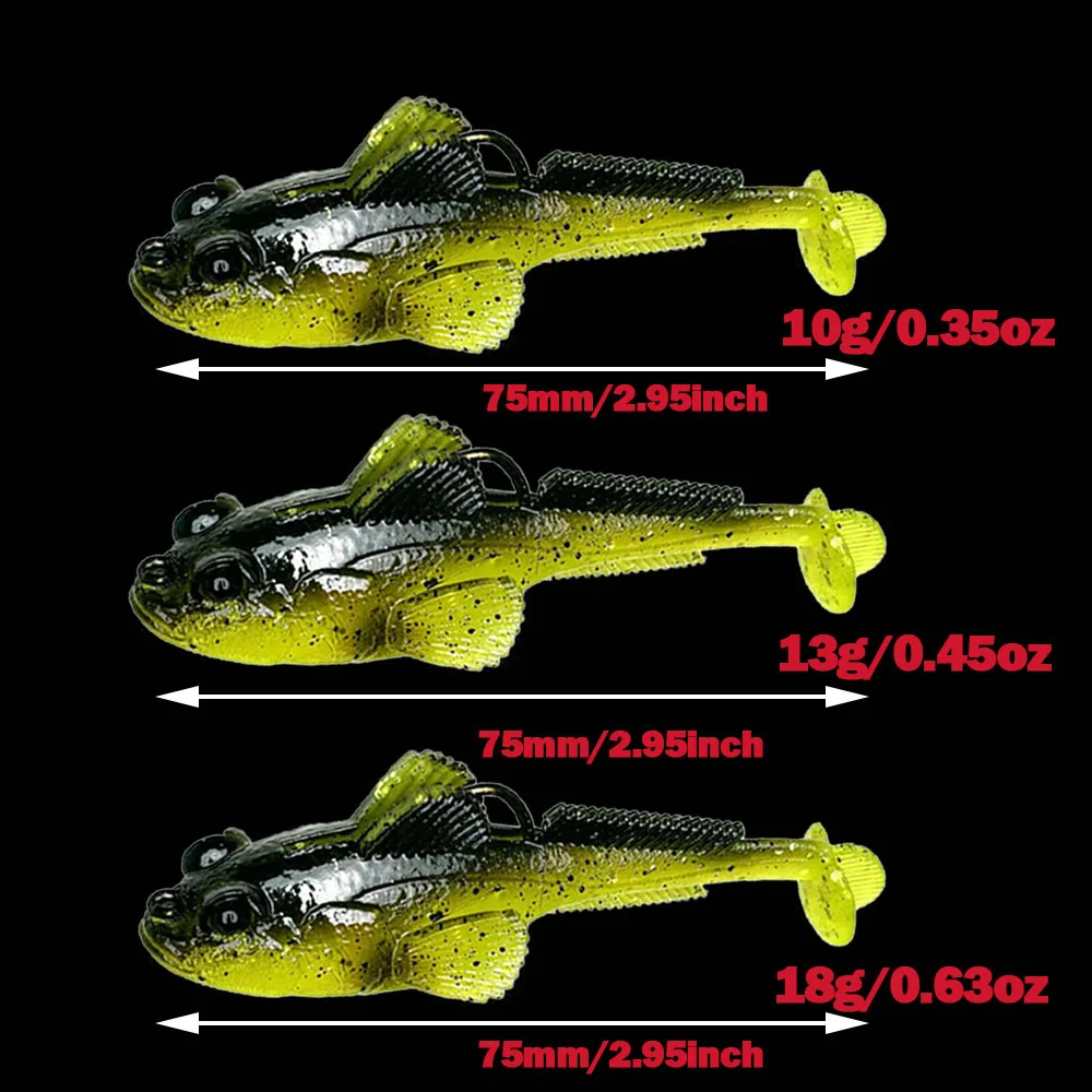 6 stücke Angeln Locken 7,5 cm 18g Grundel Köder Jig Wurm Wobbler Silikon Weichen Köder für Hecht Bass Shad swimbait Pesca – Detail 6