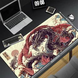 900x400mm büyük oyun Mousepad japon ejderha Anime XXL klavye Gamer kauçuk fare altlığı masa üzerinde hız kaymaz masa paspaslar