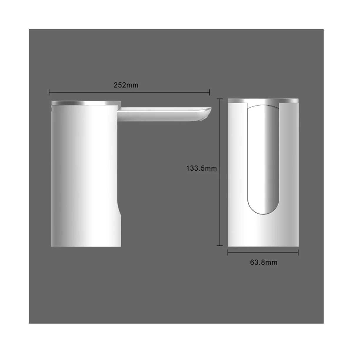 Dispensador de agua inteligente, bomba de botellas de agua eléctrica, dispositivo de succión de agua de barril plegable USB para el hogar, color gris